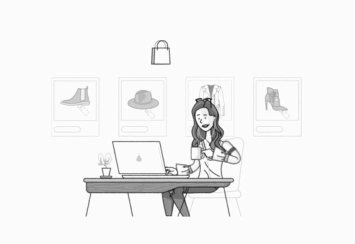 A Girl Doing Online Shopping with Laptop Animation